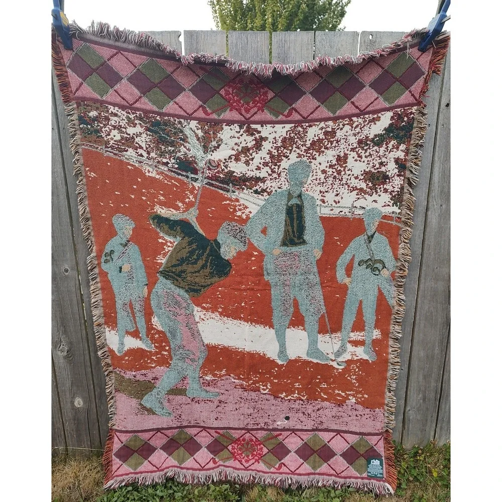 Vintage Goodwin Weavers Golf Throw Blanket 69